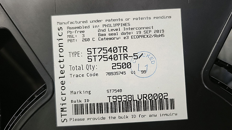 Original ST7540TR Label
